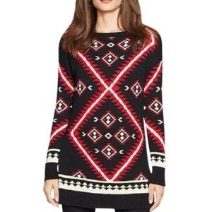 Lauren Ralph Lauren Black and Red Patterned Sweater size 1x EUC